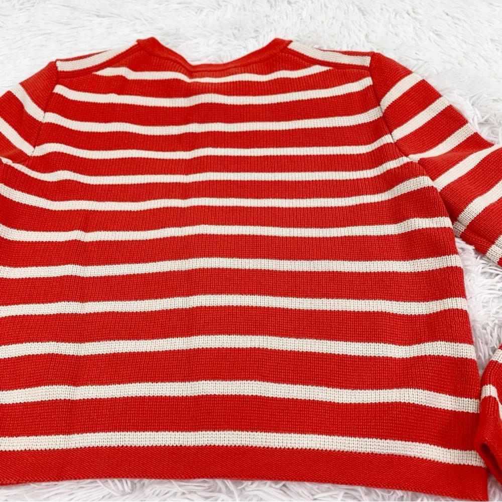 J Crew long sleeve Emilie sweater lady jacket in stripe  patched pockets‎